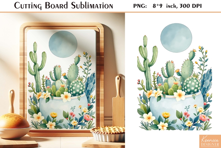 Retro Desert Cactus|Succulent| Vintage Cutting Board
