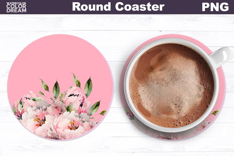 Flowers Coaster | Floral Car Coaster | Peonies Coaster example image 1