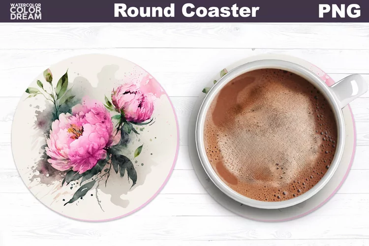 Flowers Coaster | Floral Car Coaster | Peonies Coaster