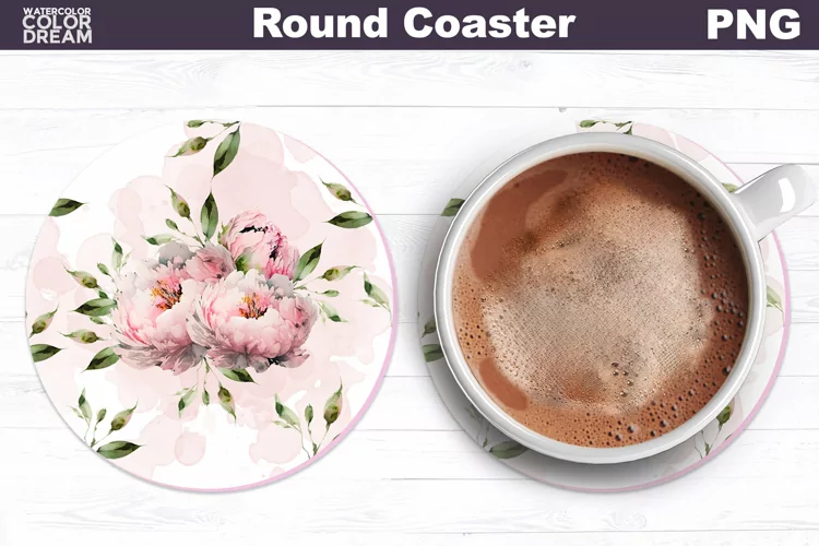 Flowers Coaster | Floral Car Coaster | Peonies Coaster