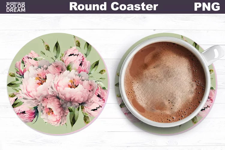 Flowers Coaster | Floral Car Coaster | Peonies Coaster