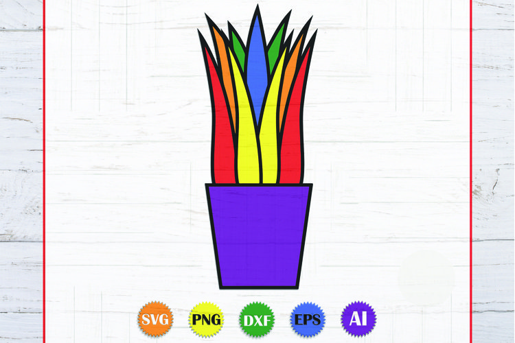 Rainbow Cactus SVG, LGBT Rainbow, Cactus Rainbow PNG example image 1