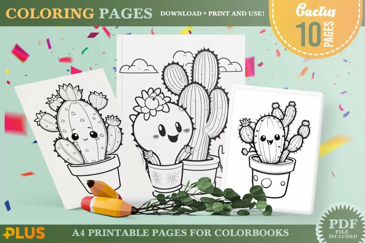 Cactus Coloring Pages - Printable Cactus Illustrations
