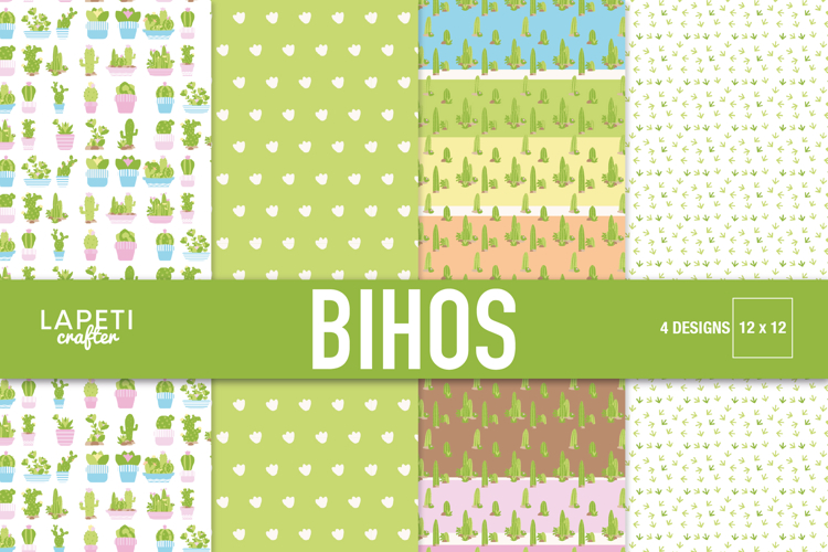 Cactus Digital Paper for Baby Shower Printables