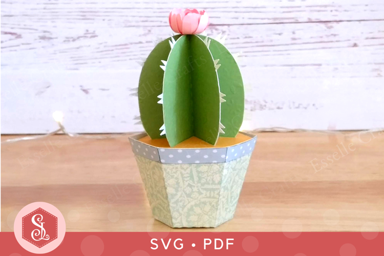 Cactus Favour Box SVG and PDF Templates