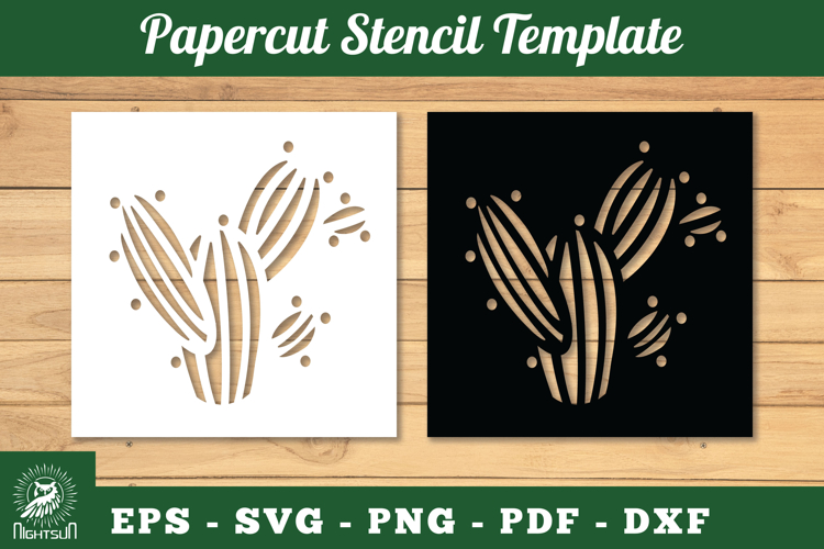 Cactus Papercut Stencil SVG