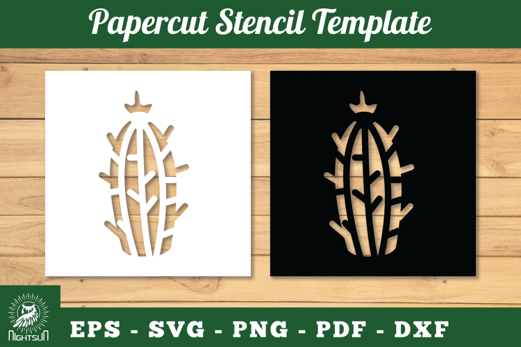 Cactus Papercut Stencil SVG