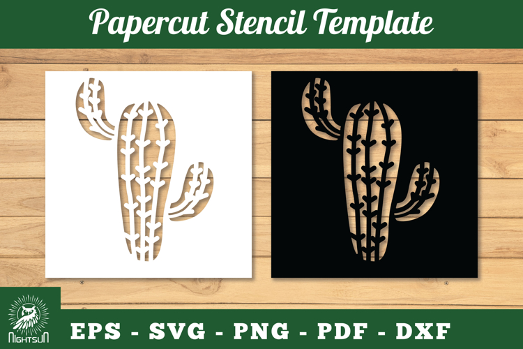 Cactus Papercut Stencil SVG