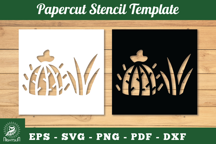 Cactus Papercut Stencil SVG