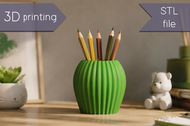 Desk organizer 3d print, Cactus pen holder Stl
