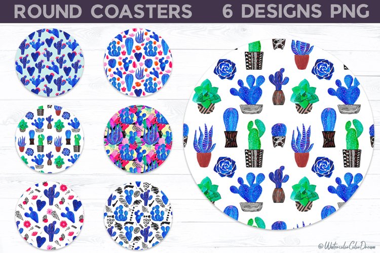 Cactus Coaster | Cactus Round Coaster Sublimation example image 1