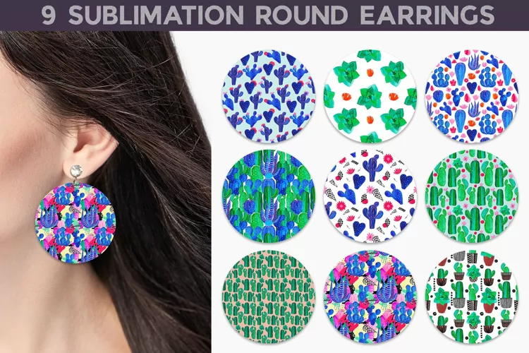 Cactus Round Earrings | Plant Round Earrings