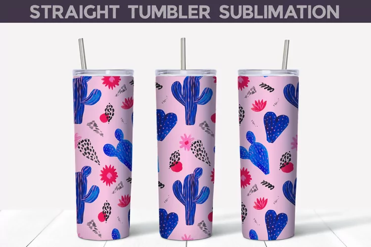 Blue Cactus Tumbler Sublimation | Cactus Sublimation Design