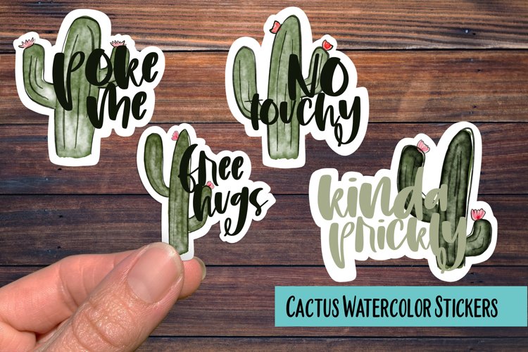 Cactus Watercolor PNG Sticker Pack