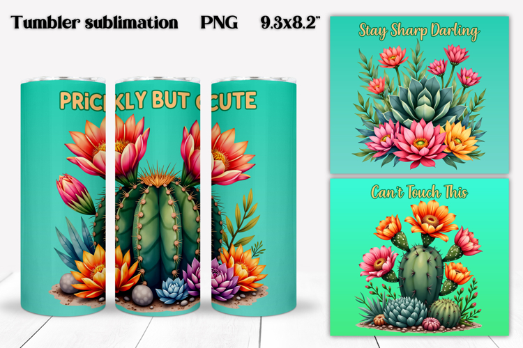 Succulent tumbler wrap | Cactus tumbler PNG | Floral tumbler