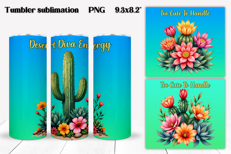 Succulent tumbler wrap | Cactus tumbler PNG | Floral tumbler