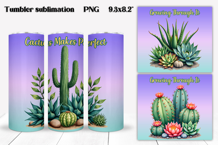 Succulent tumbler wrap | Cactus tumbler PNG | Floral tumbler