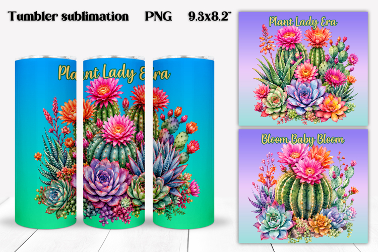 Succulent tumbler wrap | Cactus tumbler PNG | Floral tumbler