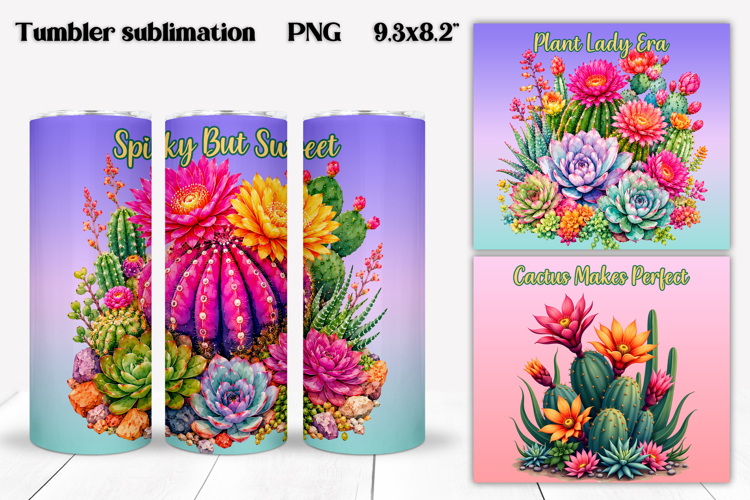 Succulent tumbler wrap | Cactus tumbler PNG | Floral tumbler