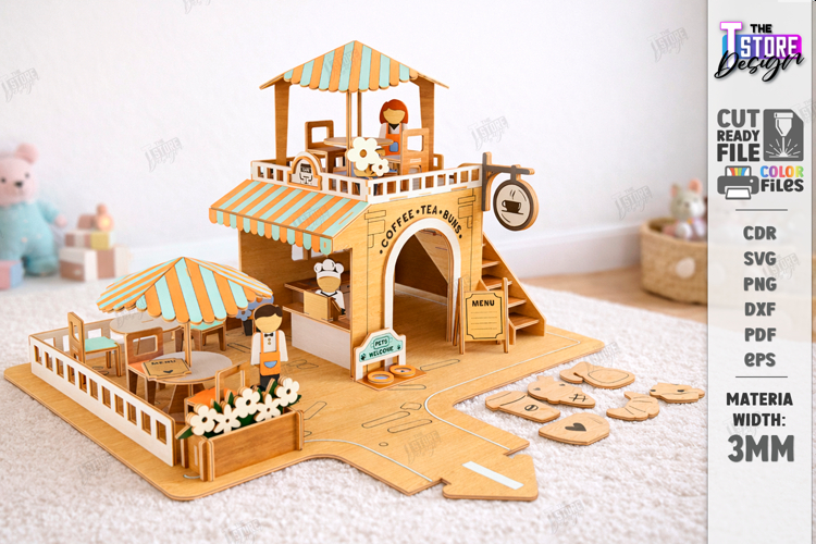 Coffee Shop Laser Cut | Dollhouse | Kids Laser |CNC