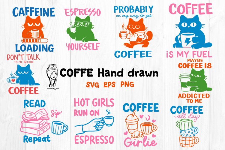 Coffee Lover Quotes Hand-Drawn Bundle
