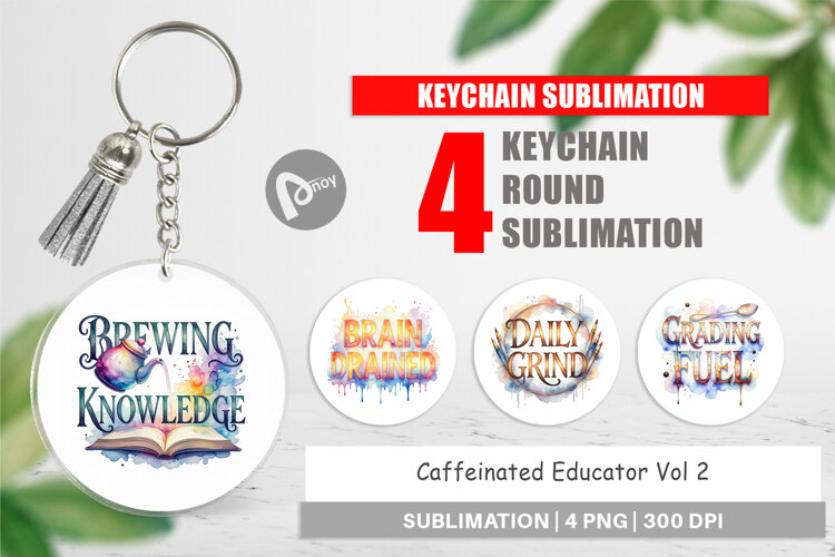Caffeinated Educator Keychain example image 1