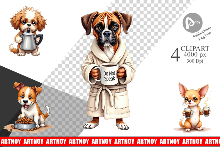Caffeine Chaos Dogs Clipart