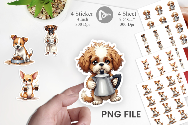 Caffeine Chaos Dogs Sticker