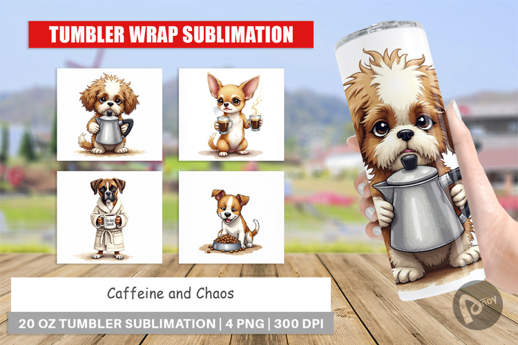 Caffeine Chaos Dogs Tumbler