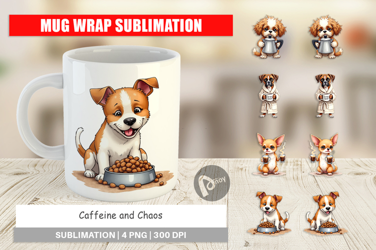 Caffeine Chaos Dogs Mug Wrap