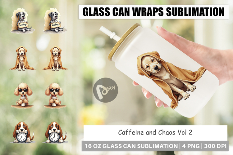 Caffeine Chaos Dogs Glass Can