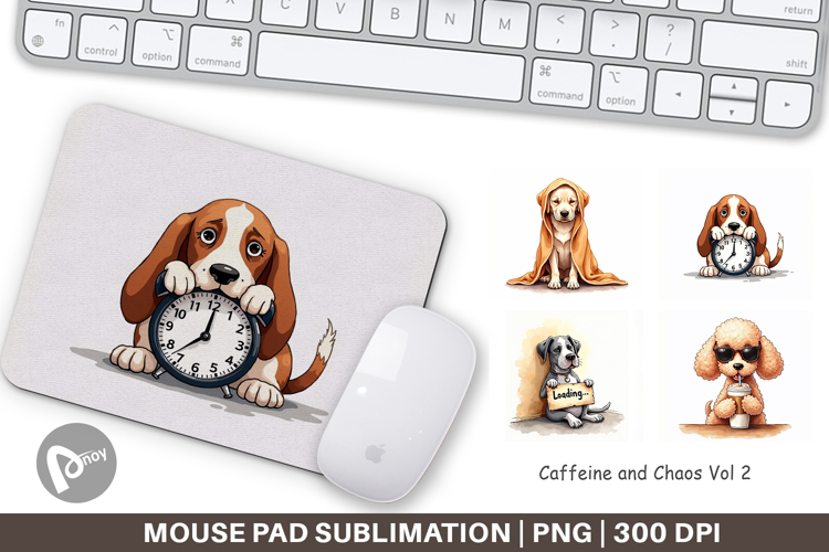 Caffeine Chaos Dogs Mouse Pad