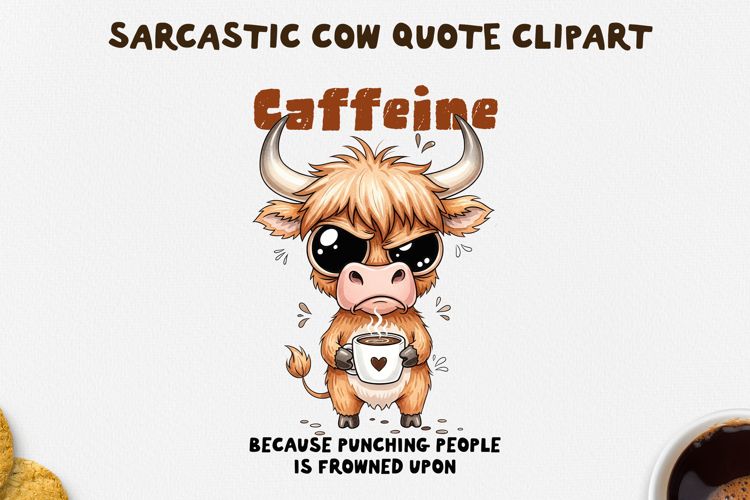 Sarcastic Cow PNG Sublimation Design.