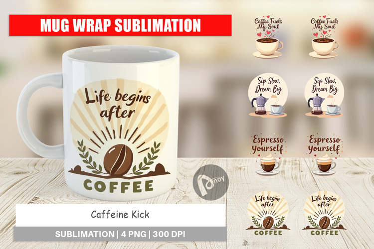 Mug Wrap Caffeine Kick Quotes