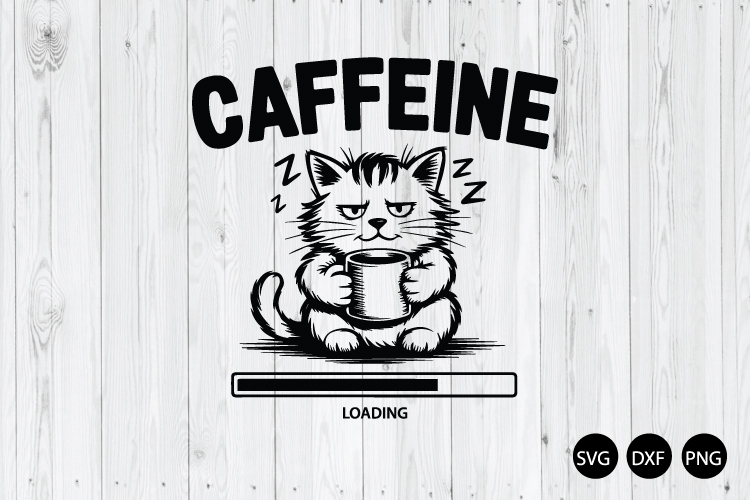 Caffeine Loading SVG, Cat Coffee SVG, Coffee SVG