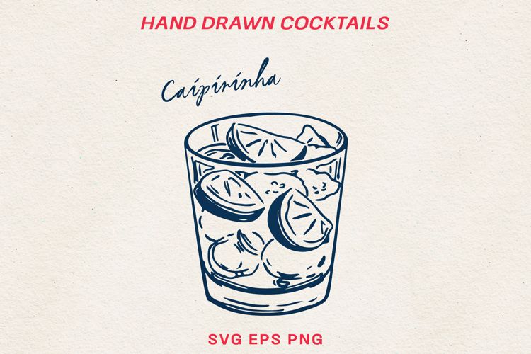 Hand Drawn Cocktail Line Art SVG | Vintage Drink PNG