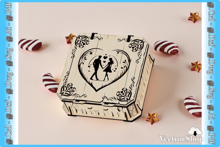 Laser Cut Love Box SVG DXF Digital File for Valentines Day