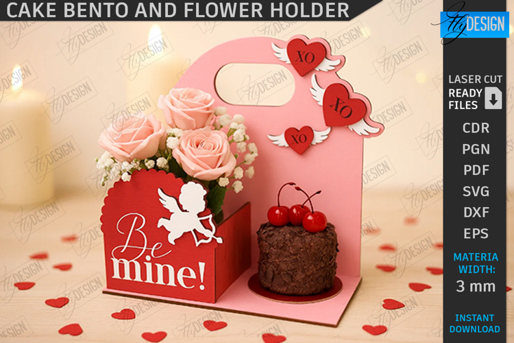 Bento Cake and Flower Holder Laser Cut|Cake Hamper Stand SVG