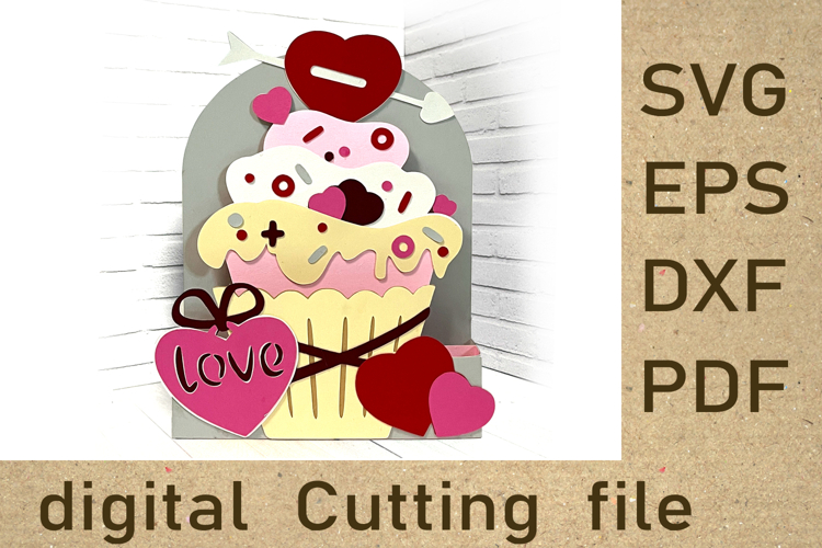 Valentine cake SVG DIY Love Card for Cricut Laser