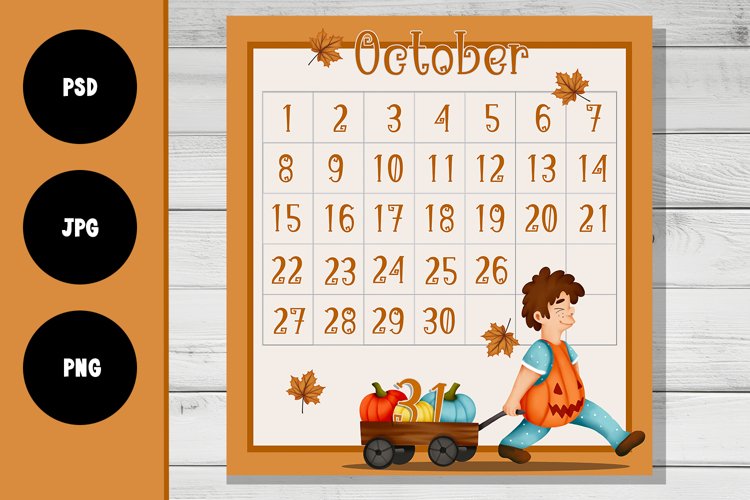 October Calendar Autumn Theme