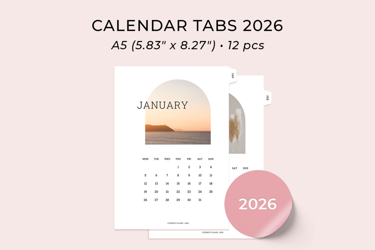 A5 Dividers Monthly Tabs With 2026 Calendar