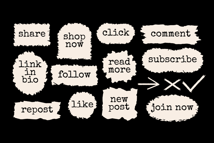 Monochrome Grunge Call To Action Elements