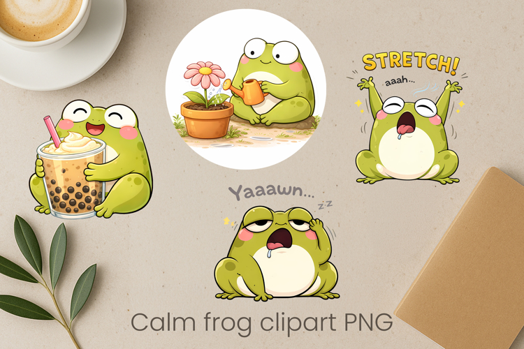 Calm frog sublimation | Cute cozy frog clipart PNG