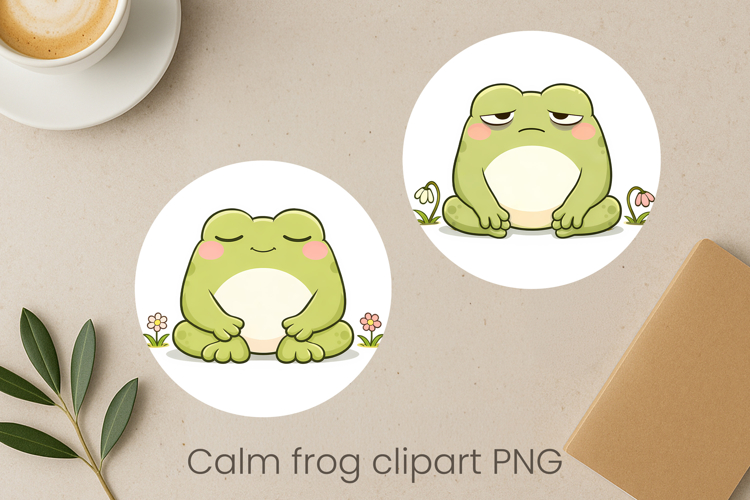 Calm frog sublimation | Cute cozy frog clipart PNG