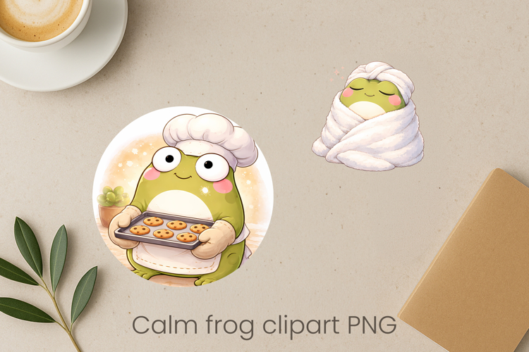Calm frog sublimation | Cute cozy frog clipart PNG