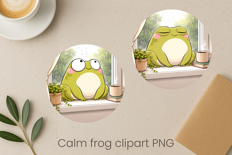 Calm frog sublimation | Cute cozy frog clipart PNG