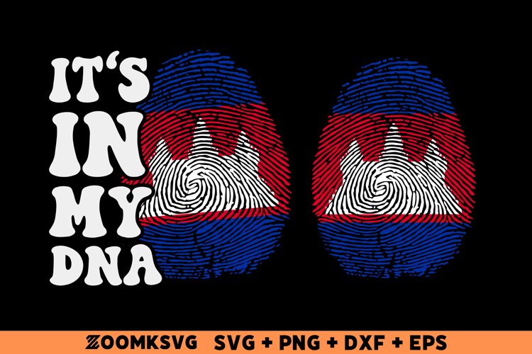 Its in my DNA Cambodia Flag Fingerprint Sublimation PNG