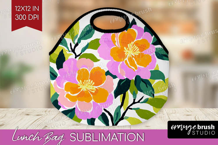 Camellia Modern Floral Lunch Bag Sping Flower Lunch Bug PNG