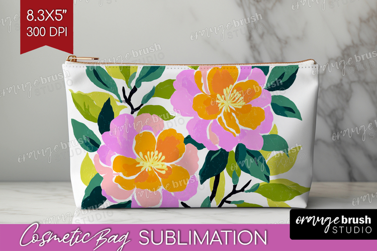 Camellia Modern Floral Cosmetic Bag Sping Flower Makeup Bag
