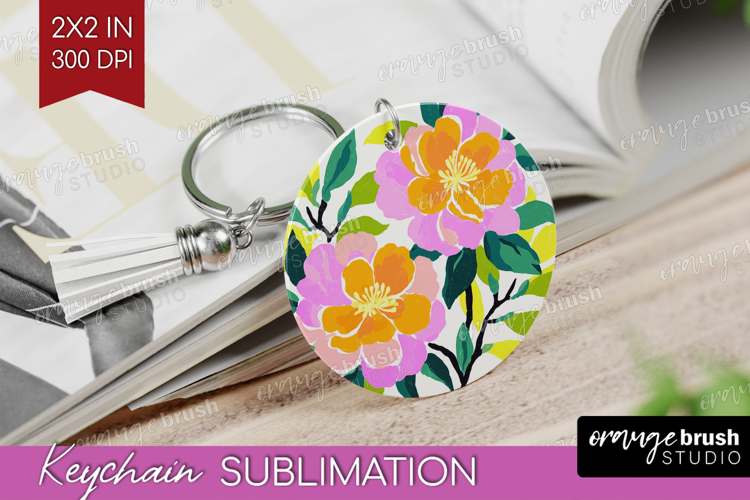 Camellia Modern Floral Keychain PNG Sping Flower Keychain